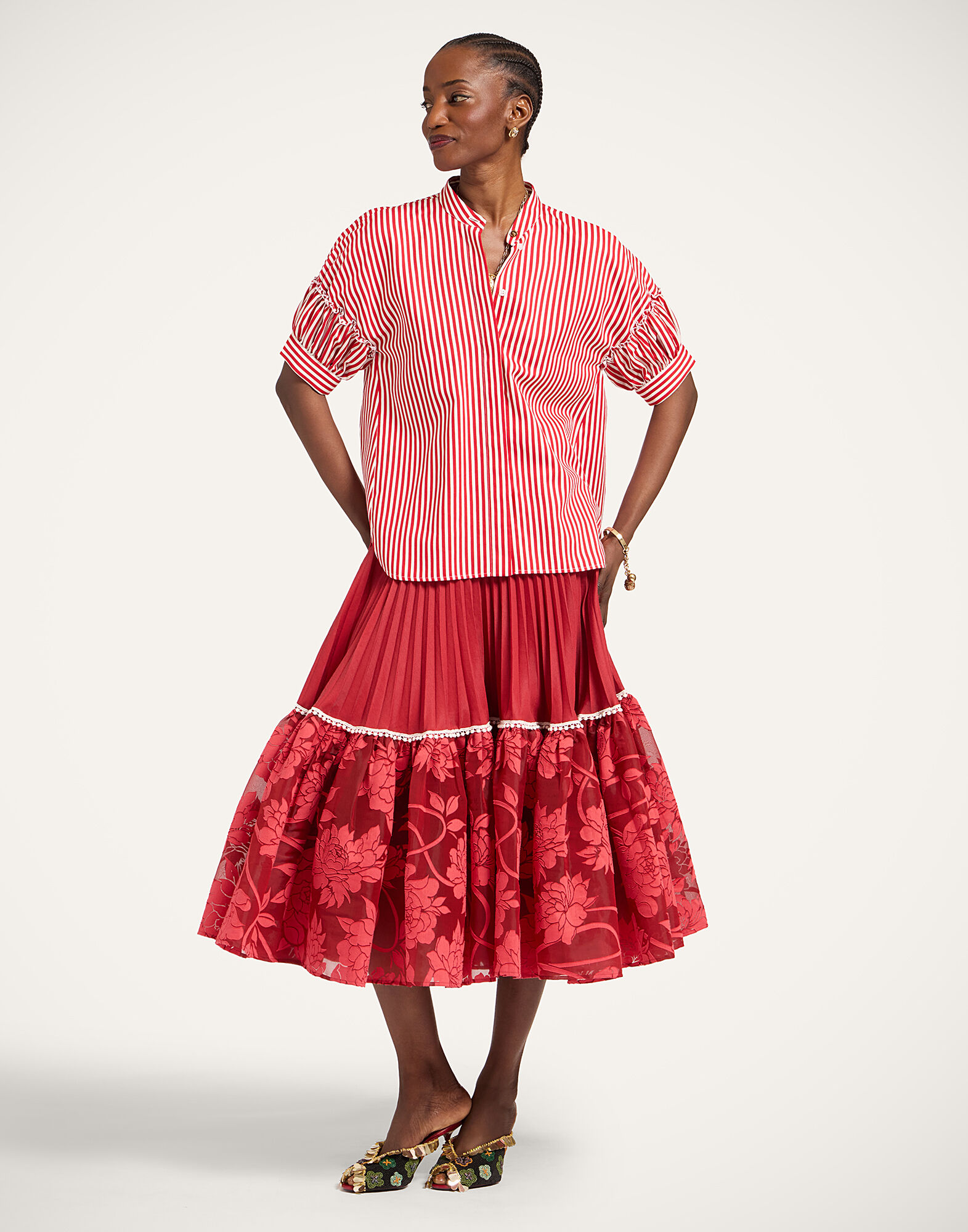 La DoubleJ Grace Shirt Pinstripe Red SHI0123VIS029STR09RE01