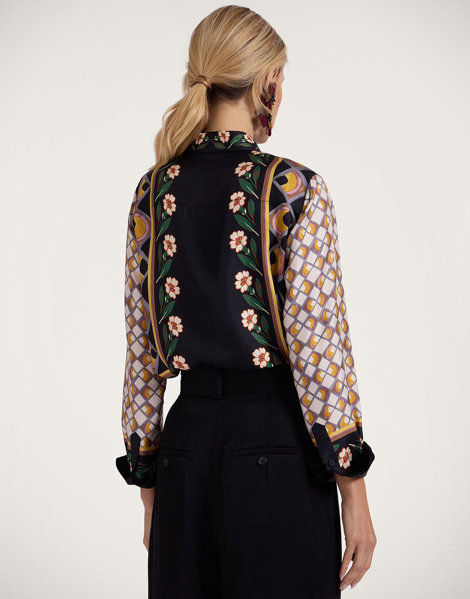 La DoubleJ Boy Shirt Dazed Plac&eacute;e Black SHI0040SIL001DAZ01BL01