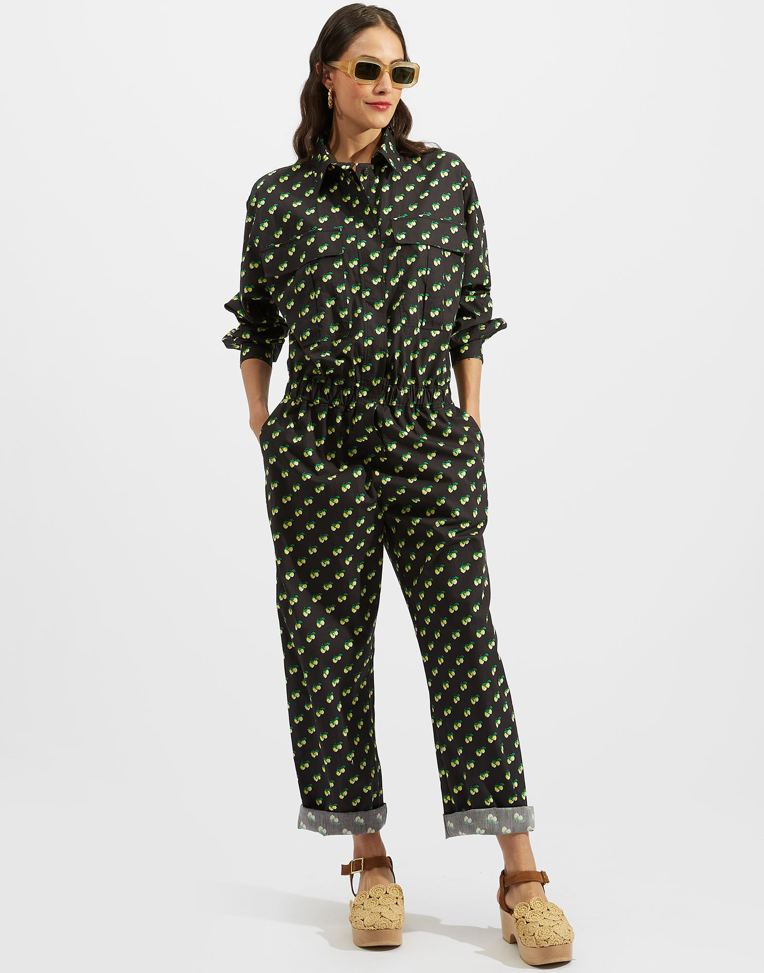 La DoubleJ Aviator Jumpsuit Limoncello DRE0489COT039LMN01BL01