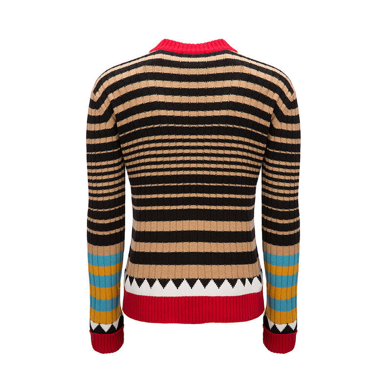 LaDoubleJ Striped Crew Neck in Cammello mix Cammello mix PUL0001KNI001RIG0005