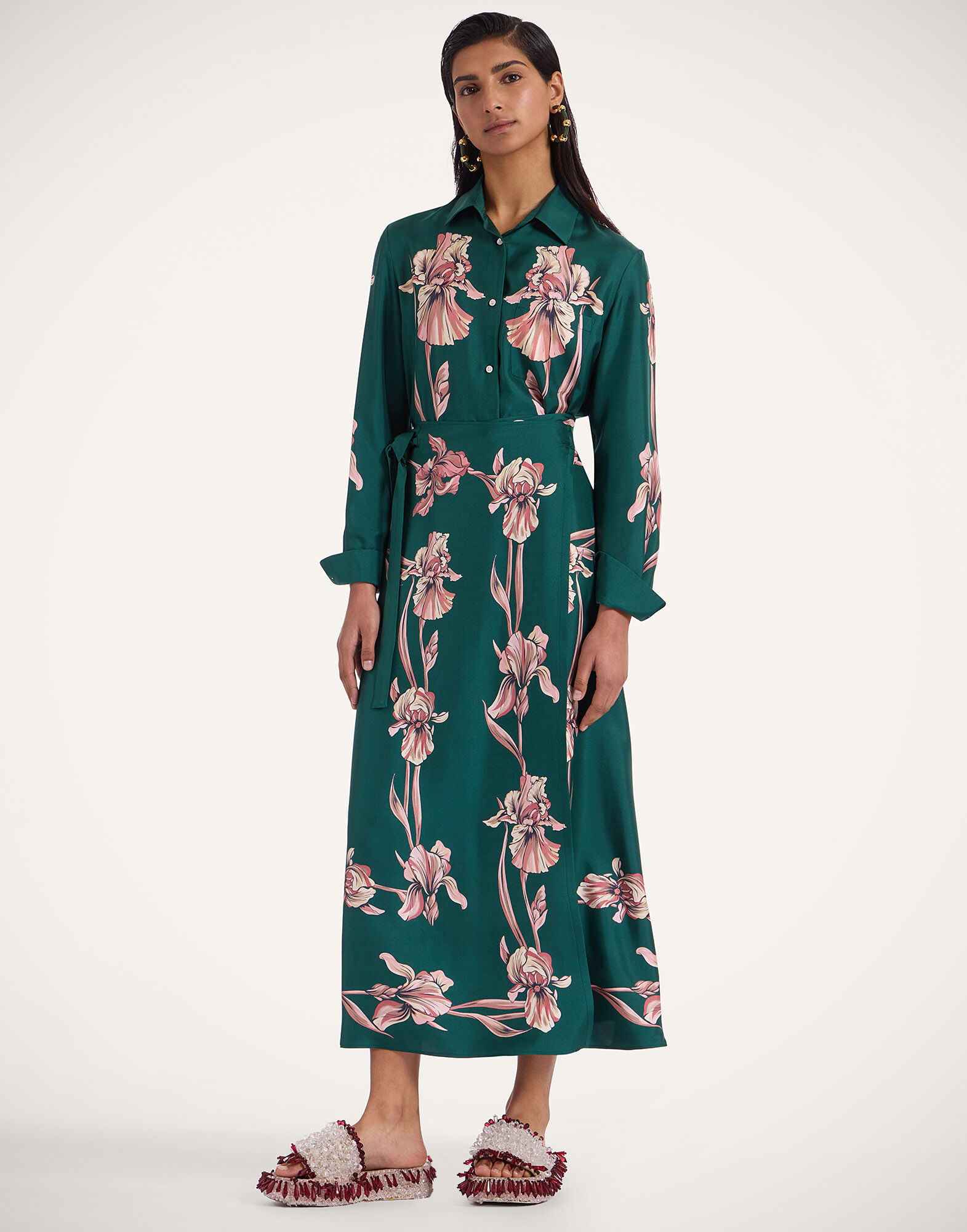 スカート La Double J Maxi Skirt In Green Silk Big tiered cotton and silk maxi skirt in multicoloured - La