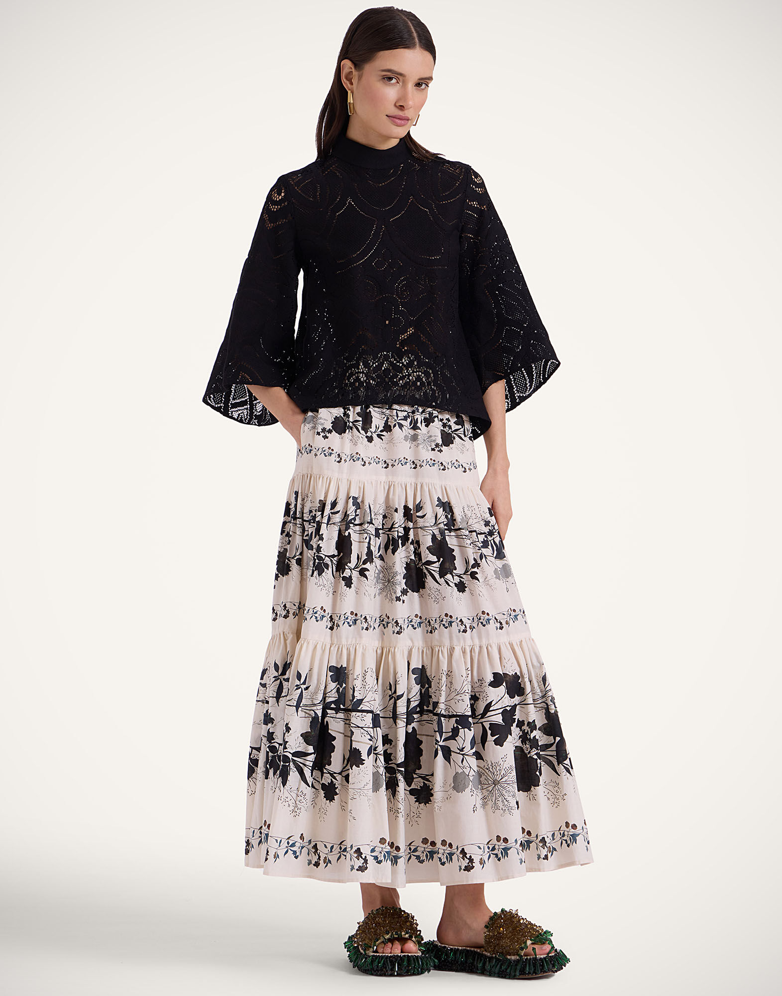 La DoubleJ Lacey Make An Exit Top Solid Black TOP0108EMB064SOLIDBL01