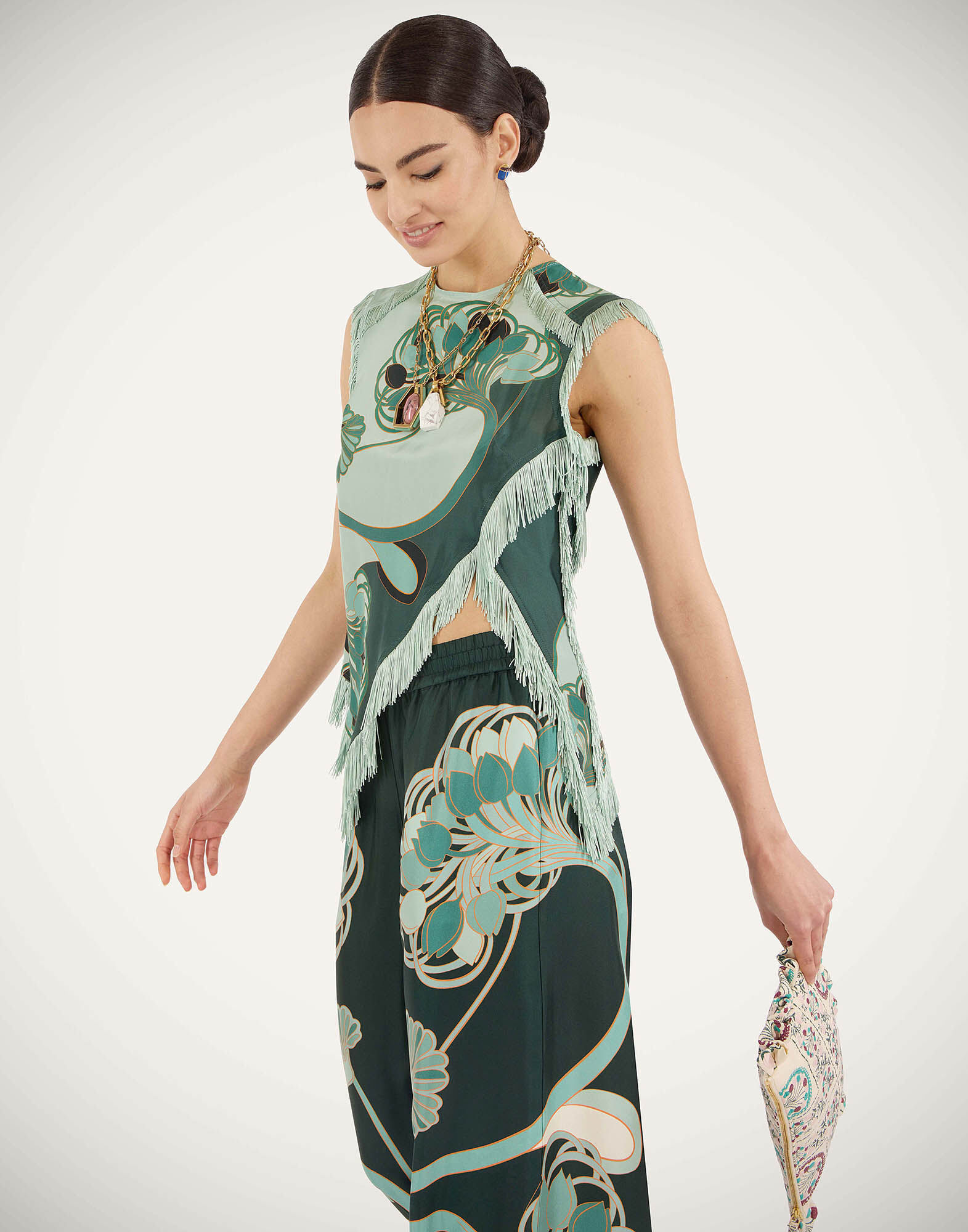 La DoubleJ Scarf Top Blooming Tulip Plac&eacute;e Mint TOP0160SIL009BTU01GR11