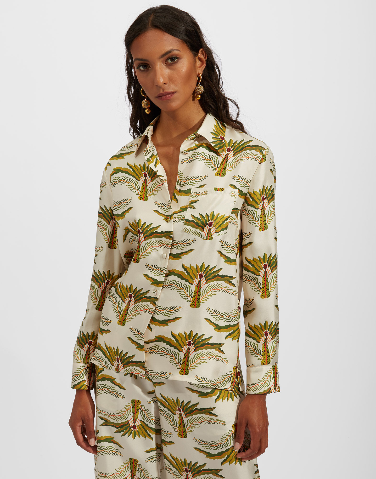 La DoubleJ Boy Shirt Palme SHI0001SIL001PLM0001