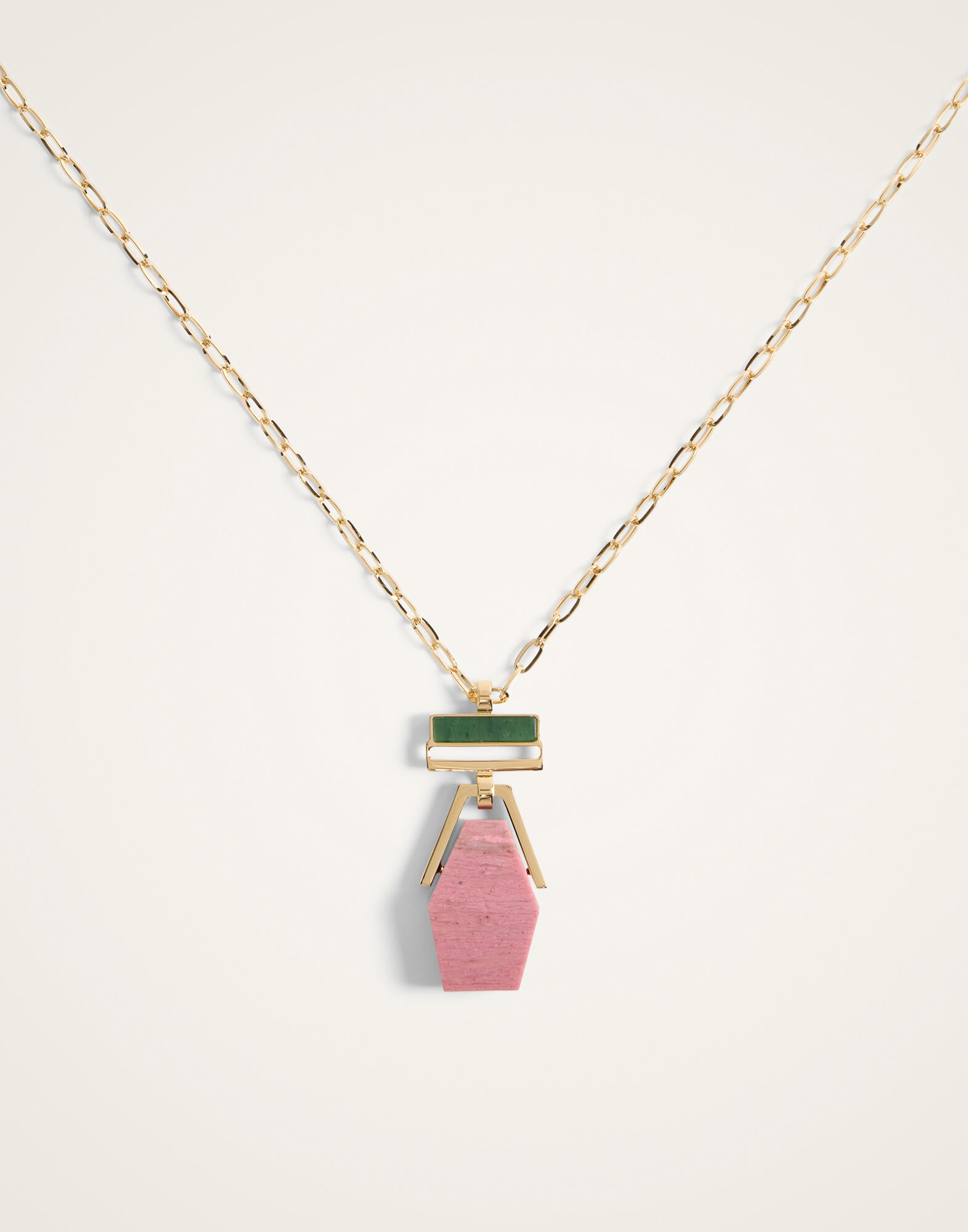 La DoubleJ Bridge Portal Necklace 24K Gold Plate & Thulite NEC0045BRA003THU01YE05