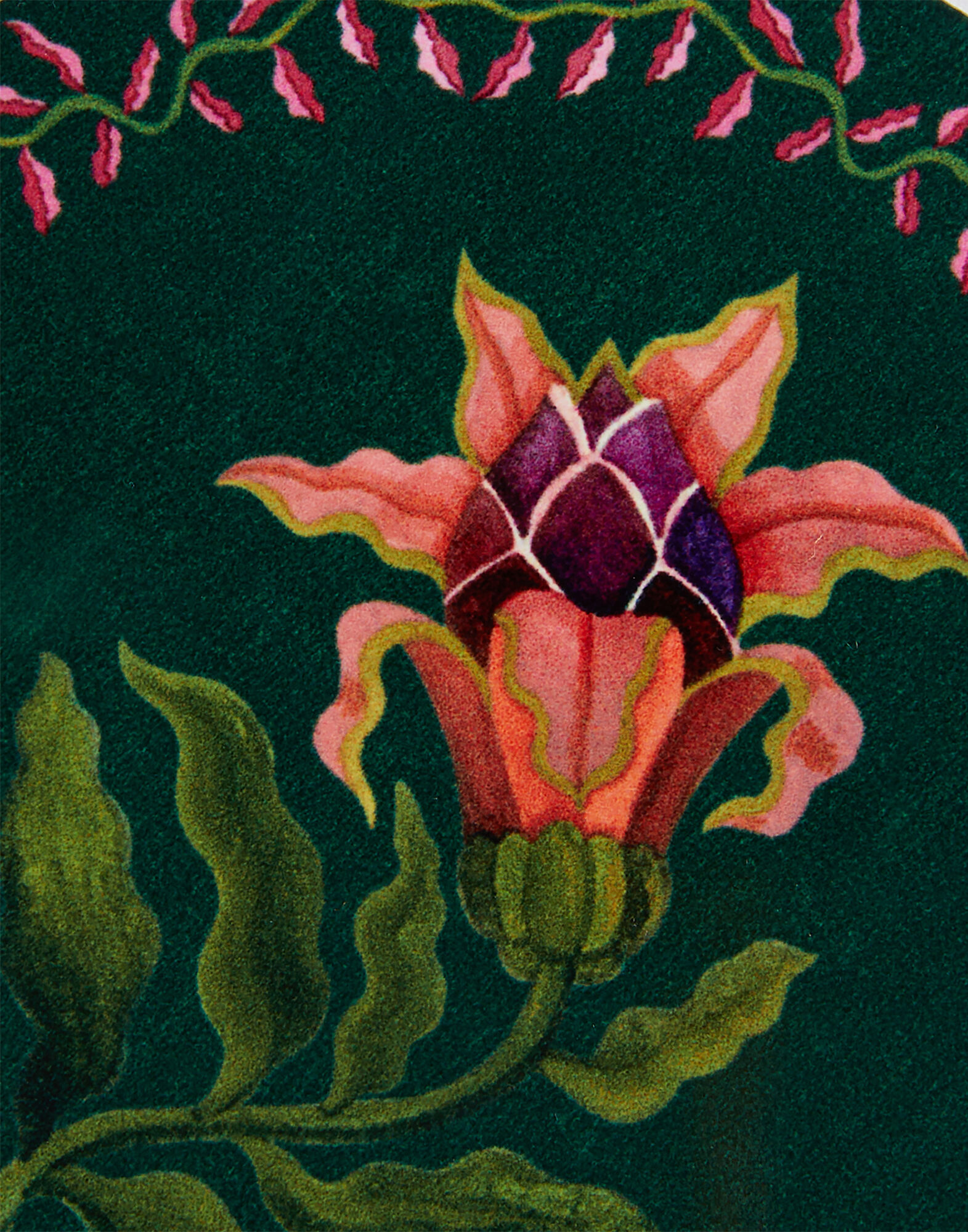 La DoubleJ Disk Coasters Set Of 4 Flora And Fauna Mix Dark Green CST0009CRK001HLE07GR03