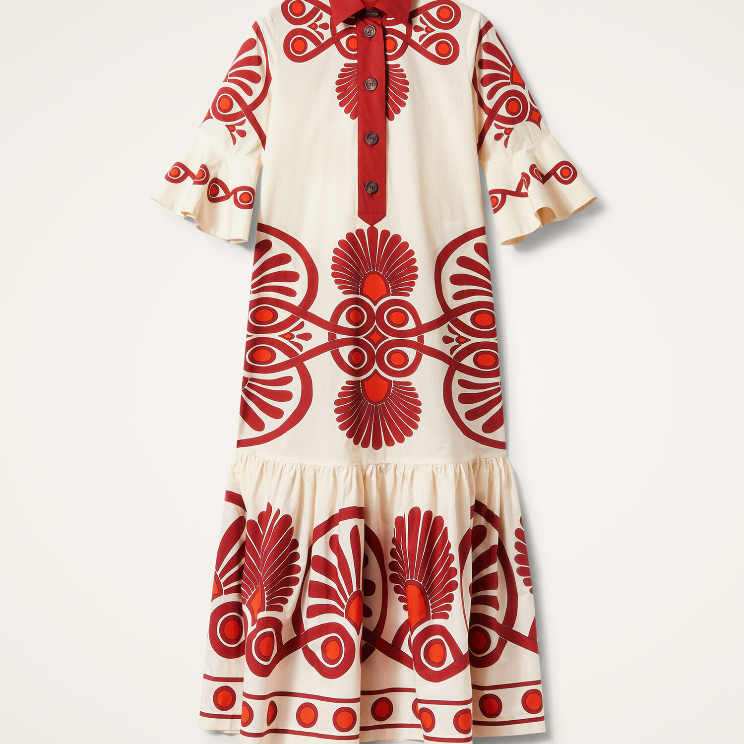 La Doublej La Double J Artemis Printed Cotton-poplin Maxi Dress In Medallion Placée Cream