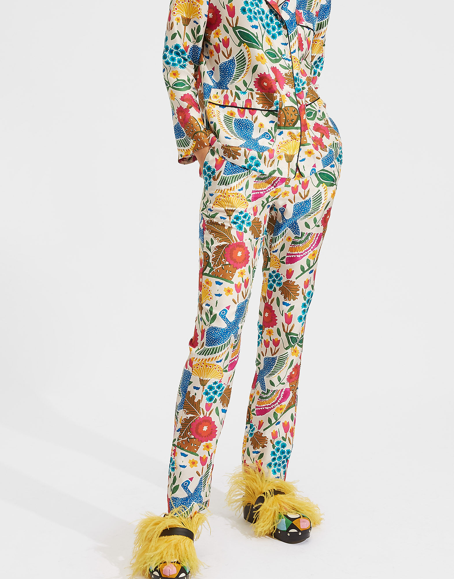 La DoubleJ Pajama Pants Colombo Bianco TRO0019SIL001COL0003