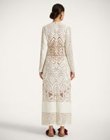 La DoubleJ Lacey Long Sleeve Swing Dress La DoubleJ Lacey Long Sleeve Swing Dress Solid White Smoke DRE0418EMB006WHI0006