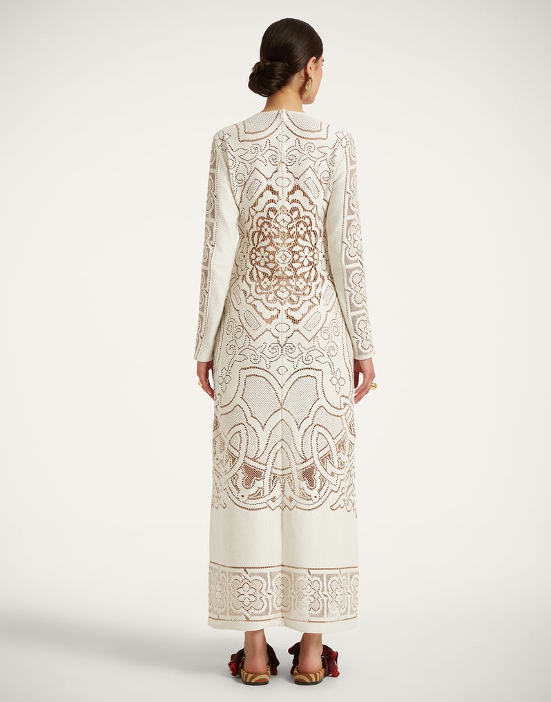 La DoubleJ Lacey Long Sleeve Swing Dress La DoubleJ Lacey Long Sleeve Swing Dress Solid White Smoke DRE0418EMB006WHI0006