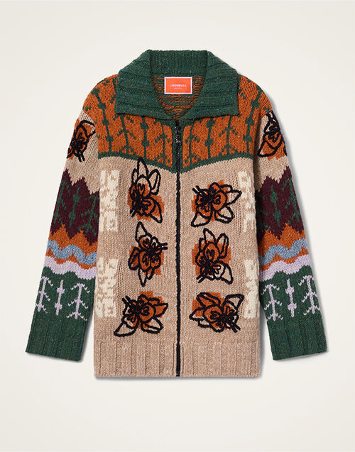 La DoubleJ Chalet Cardigan Multicolor Camel & Lilac PUL0288KNI166VA399BR04