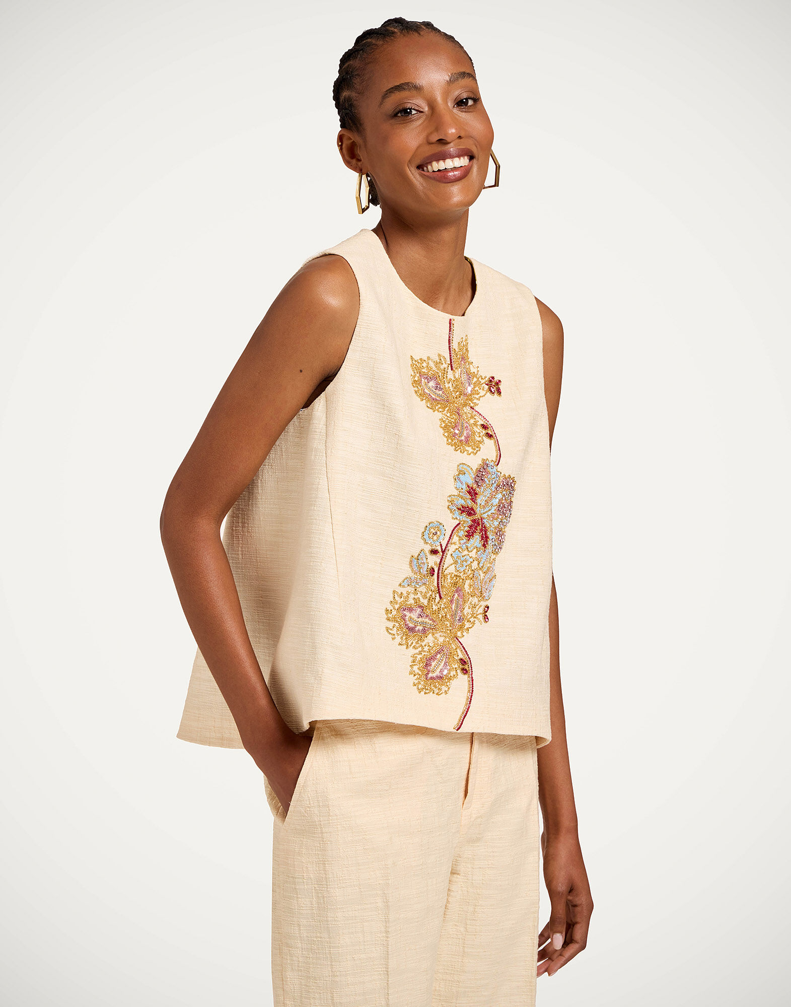 La DoubleJ La Scala Top Solid Ivory TOP0215COT005SOLIDWH04