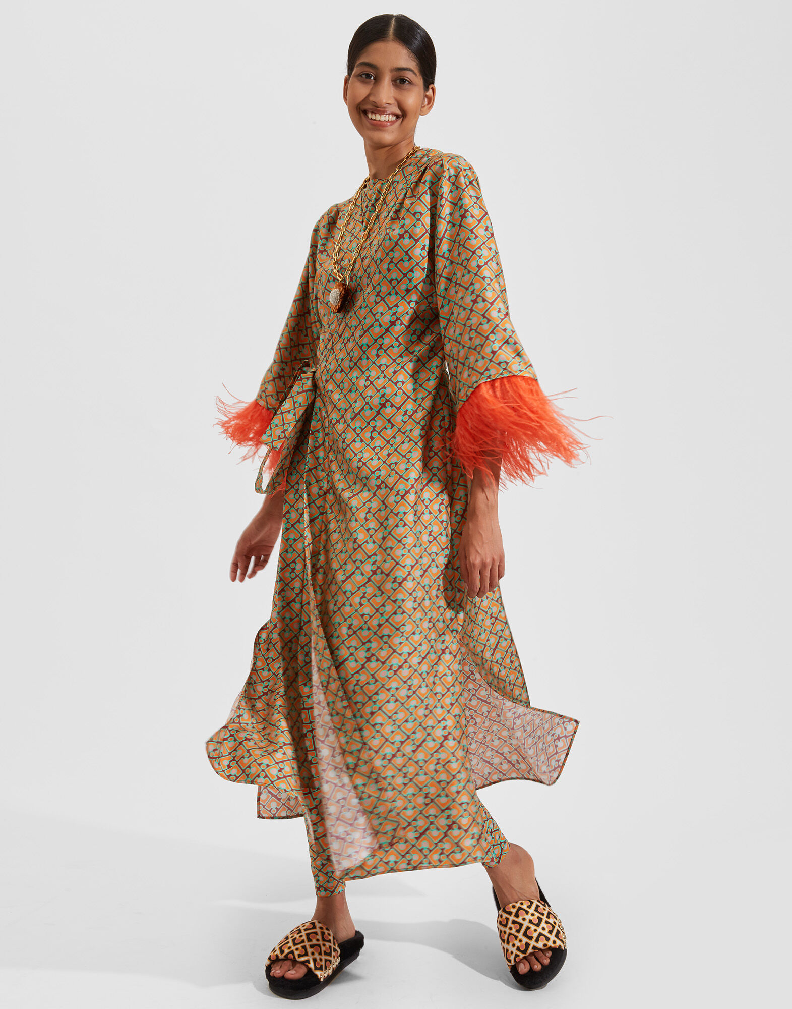 La DoubleJ Boudoir Dress (With Feathers) Puzzle Bordeaux DRE0301SIL001PUZ0001