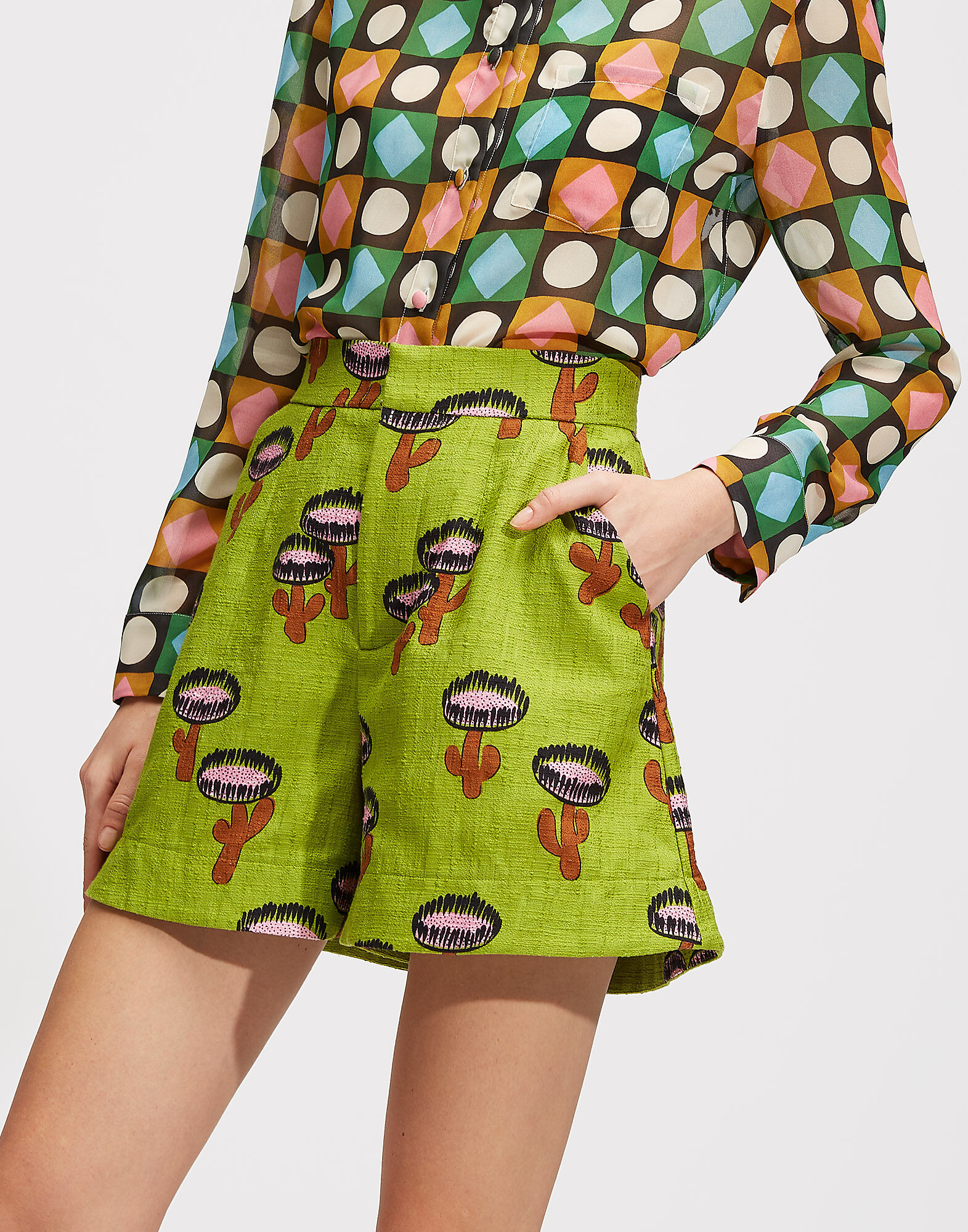 LaDoubleJ Good Butt Shorts Chirpy Cactus Verde TRO0010COT005CHI0002