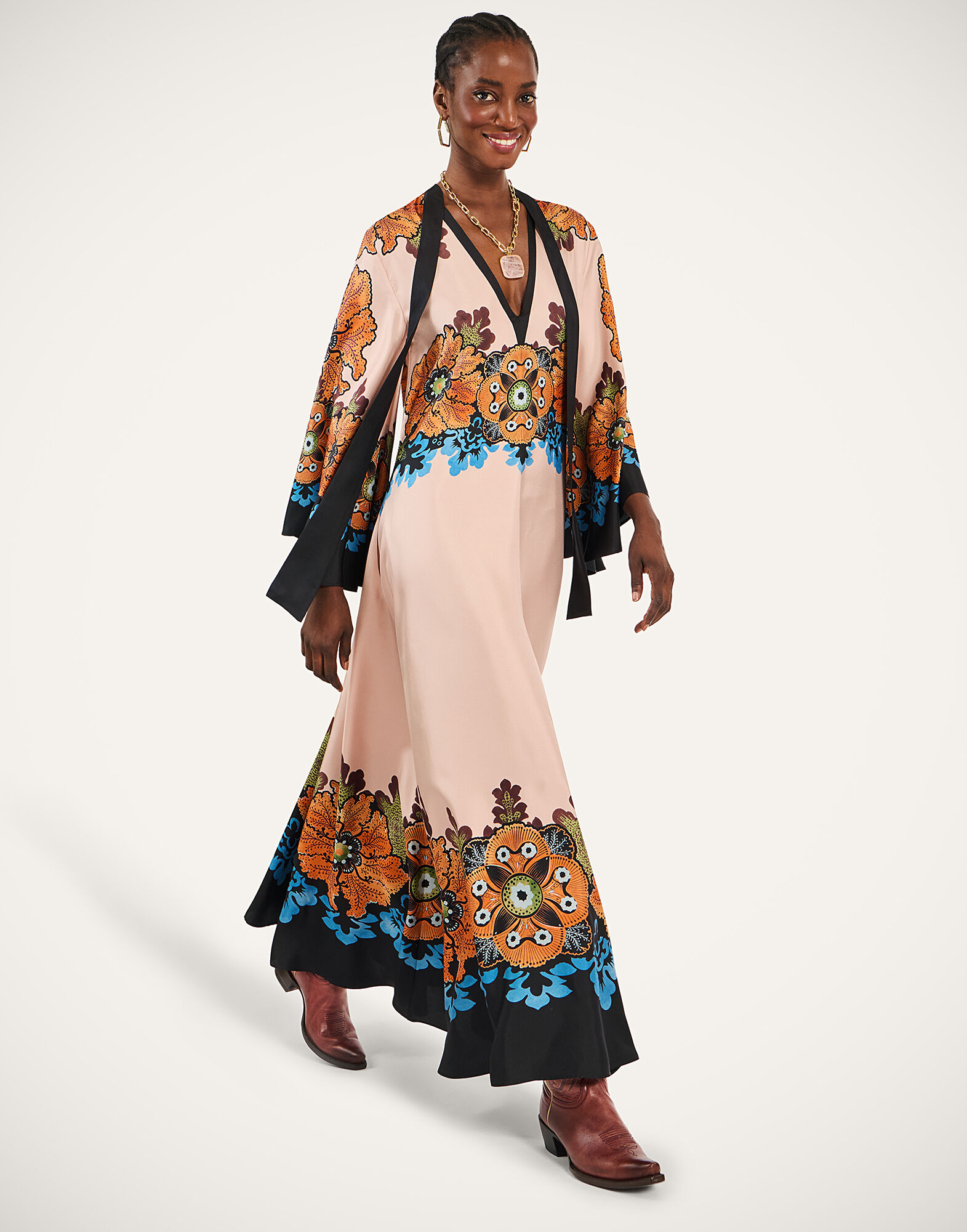 La DoubleJ Magnifico Dress Bounty Plac&eacute;e Orange DRE0232SIL006BOU01OR02