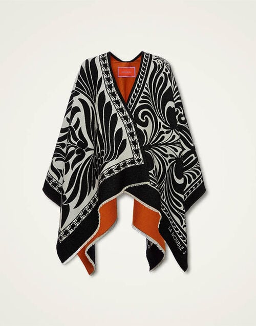 La DoubleJ Poncho La DoubleJ Poncho Mix Tiles Black SCA0048WOL015MIX02BL01