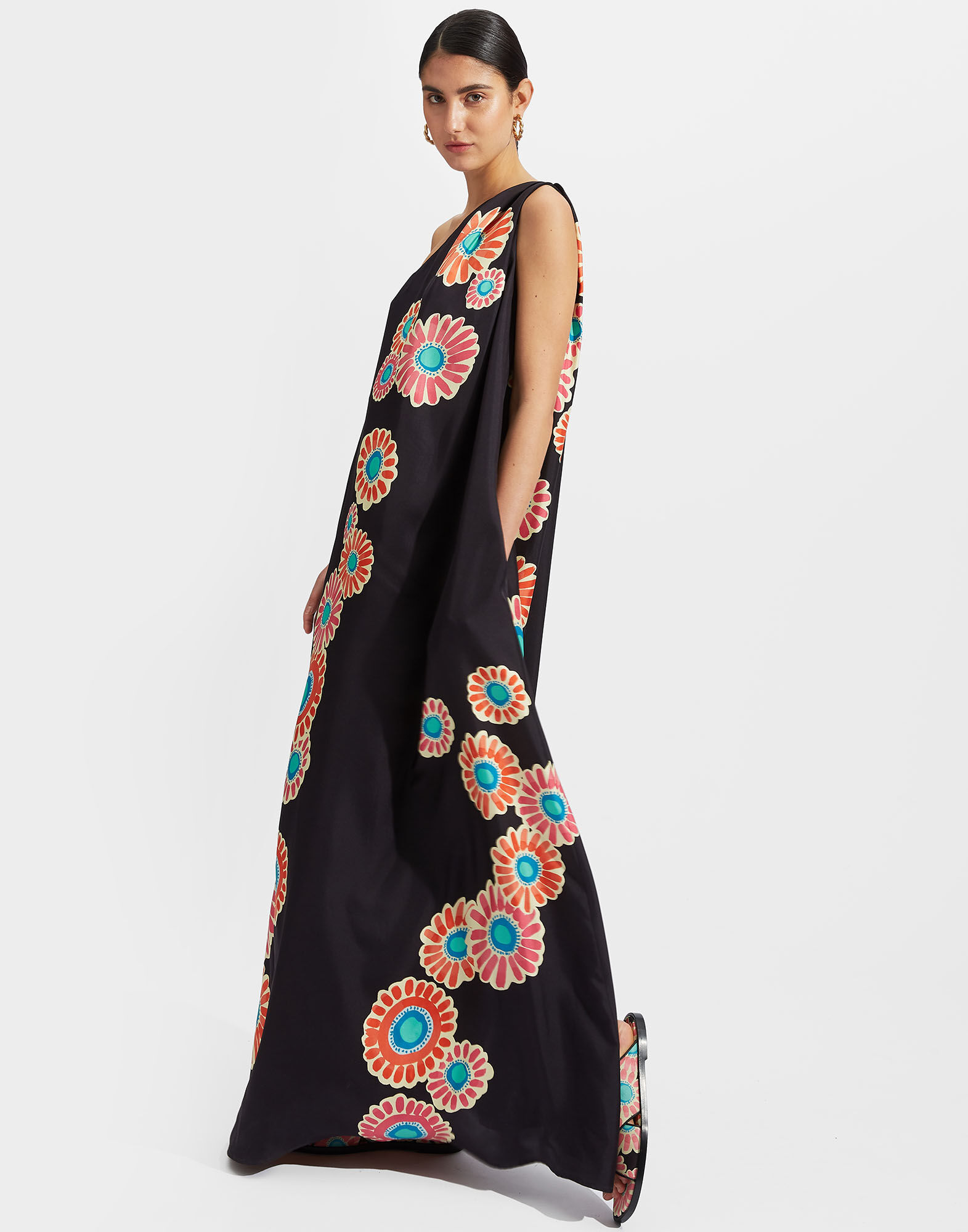 La DoubleJ Roy Dress Daisy Plac&eacute;e Black DRE0304SIL006DAY0006