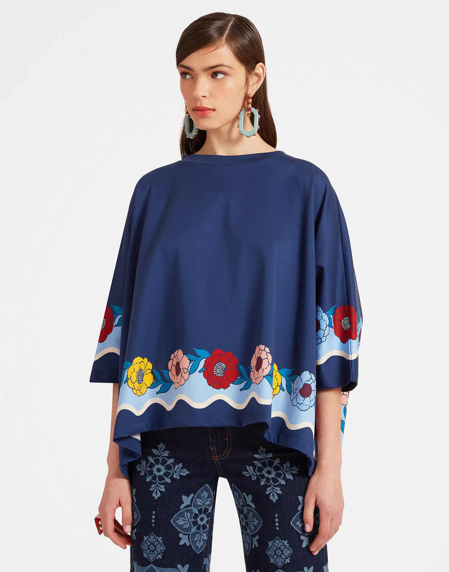 La DoubleJ Meditation Poncho Whitsun Plac&eacute;e Blue TOP0139JER025FSK03BU03