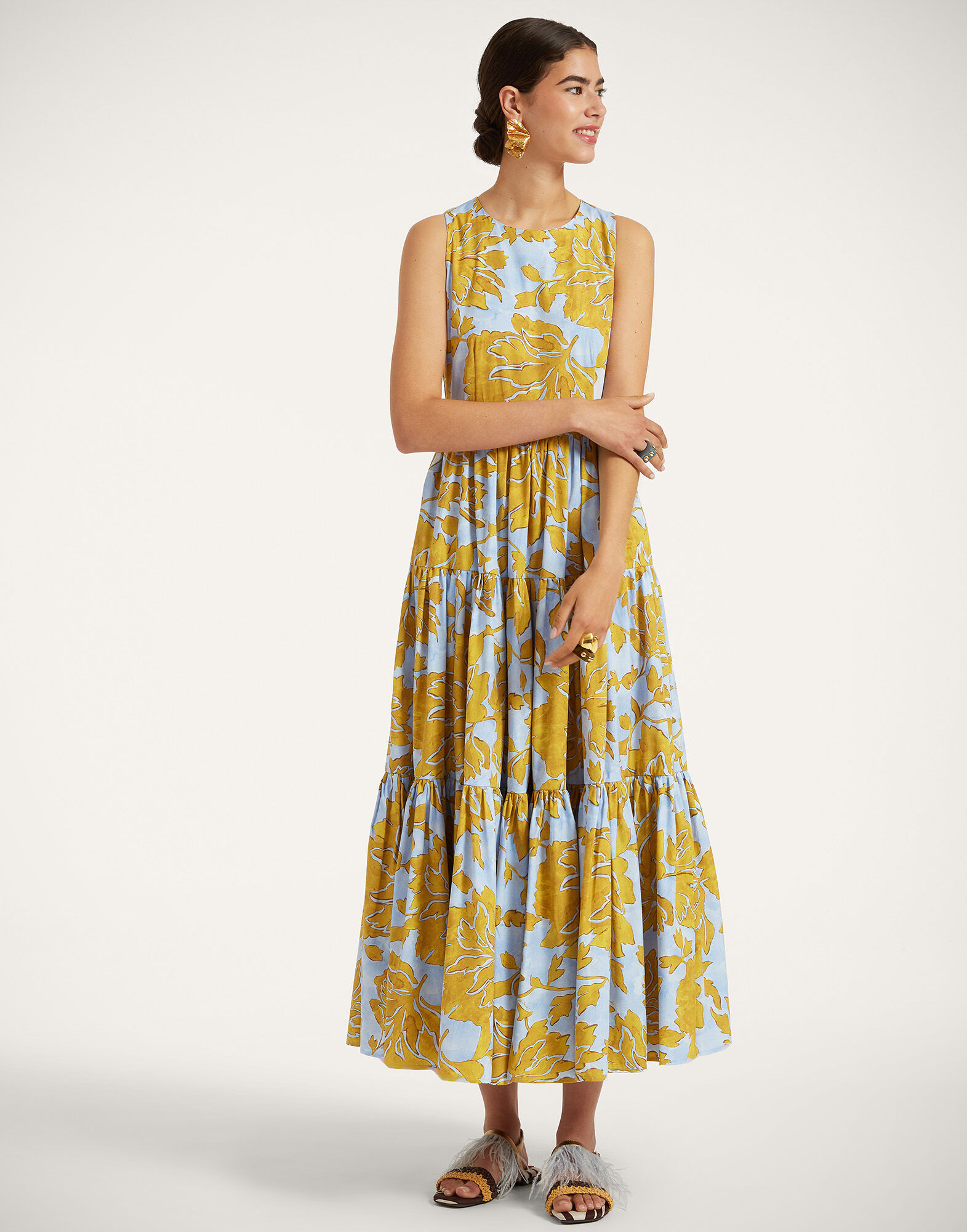 La DoubleJ Sleeveless Big Dress Tangle Light Blue DRE0185COT039TAN01BU01