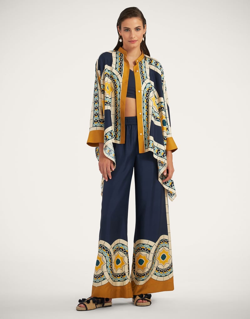 La DoubleJ Palazzo Pants La DoubleJ Palazzo Pants Mudejar Placée Blue TRO0026SIL006MUD01BU03