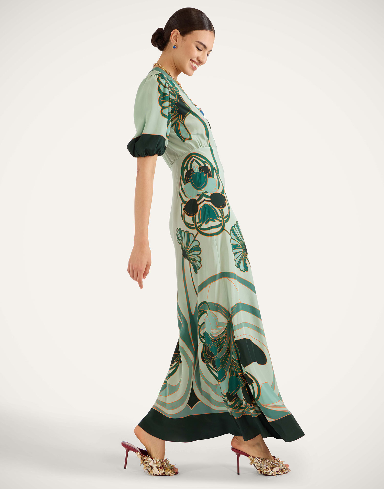 La DoubleJ Marlene Dress Blooming Tulip Plac&eacute;e Mint DRE0869CRE001BTU01GR11