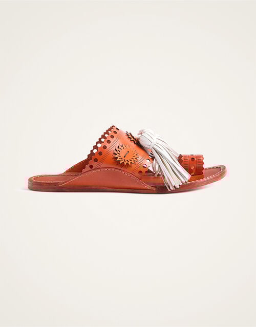 La DoubleJ Sandy Slides La DoubleJ Sandy Slides Solid Orange SHO0110LEA014SOLIDOR02