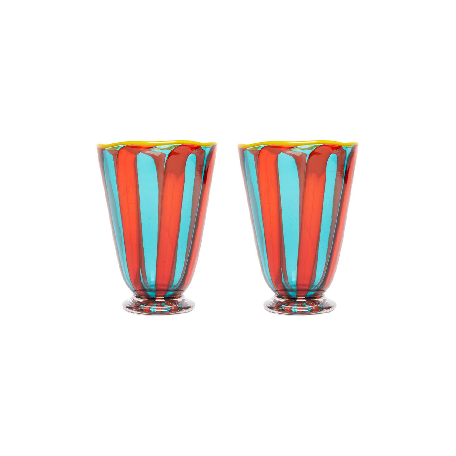 La Doublej Rainbow Glasses Set Of 2 (ridged) In Multi