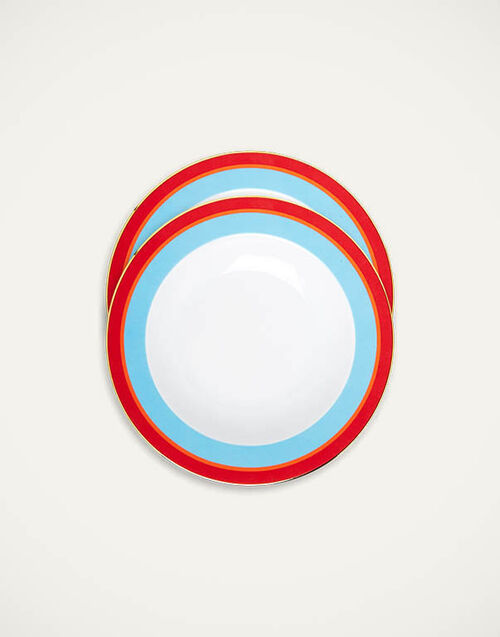 La DoubleJ Soup Plates Set Of 2 Rainbow Azure SOU0002CER001RAI02BU01