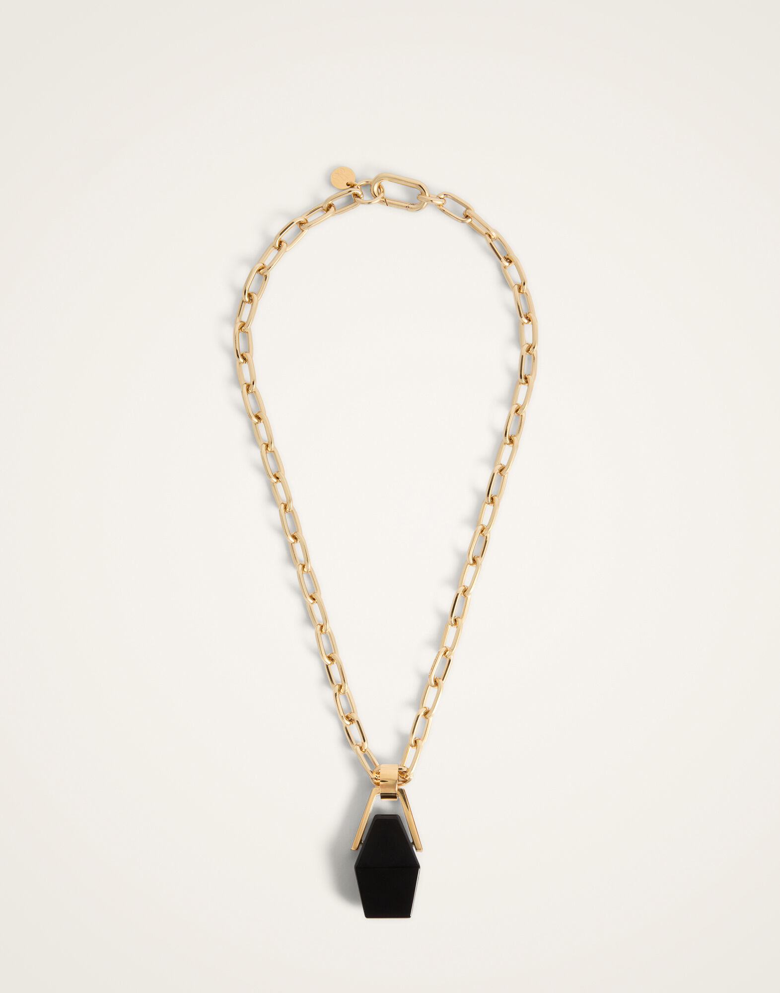 La DoubleJ Portal Necklace 24K Gold Plate And Onyx NEC0021BRA003ONY01YE05
