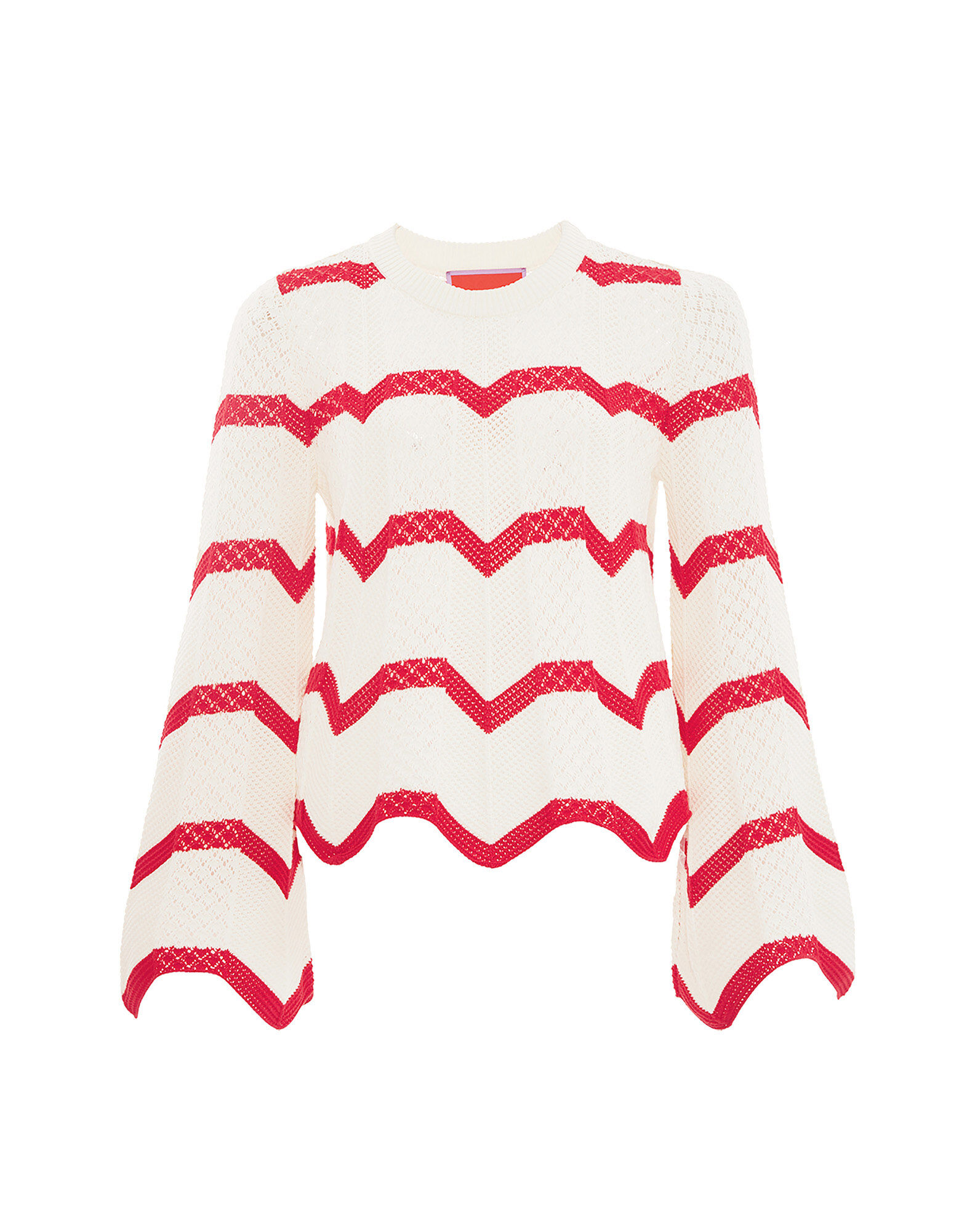 La DoubleJ Chevron Crop Sweater Red PUL0146KNI084VA170RE01