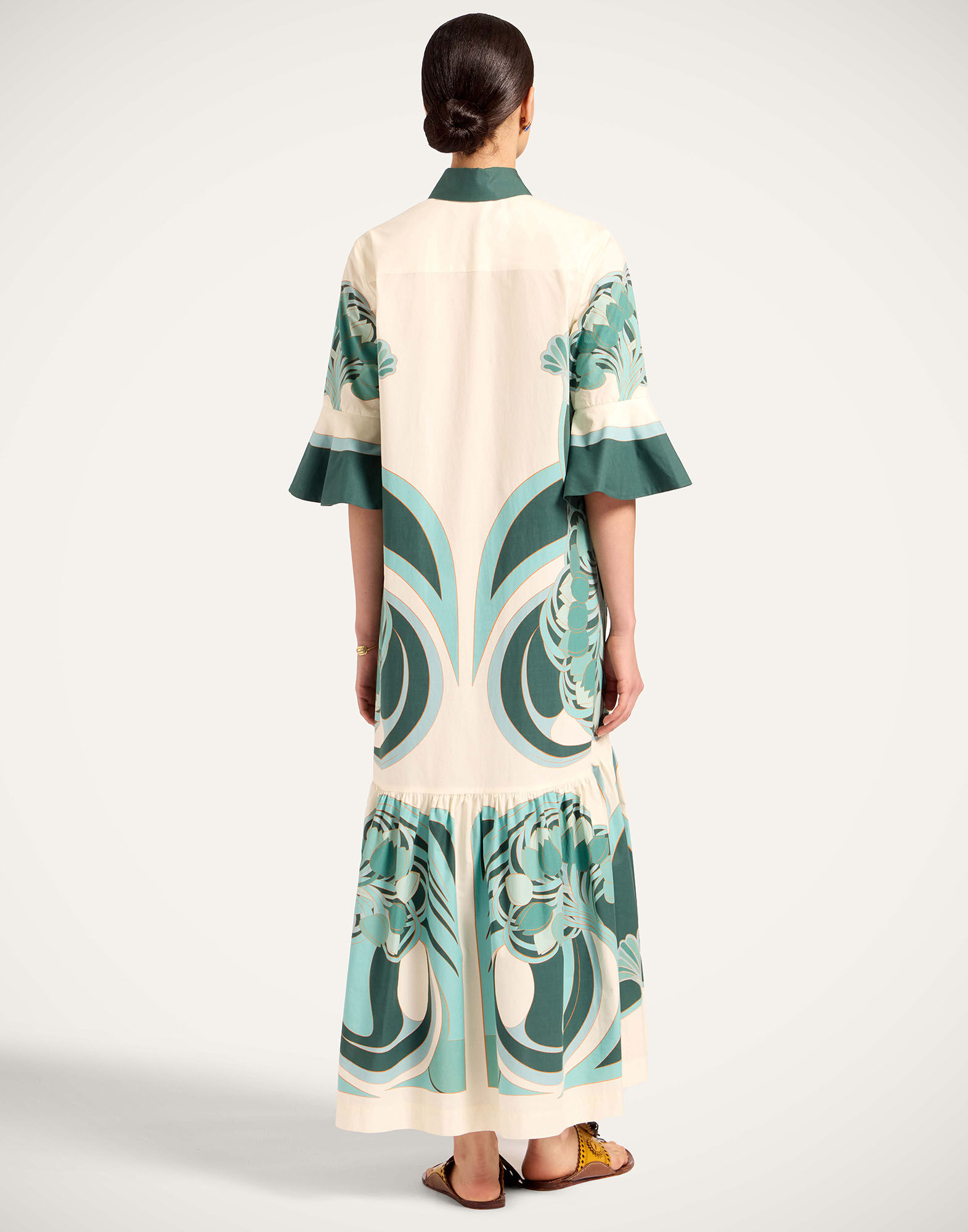 La DoubleJ Artemis Dress Blooming Tulip Plac&eacute;e Dark Green DRE0201COT015BTU01GR03