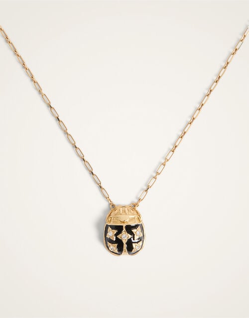 La DoubleJ Lady Scarab Necklace 24K Gold Plate And Enamel NEC0053MET002SOLIDBL01