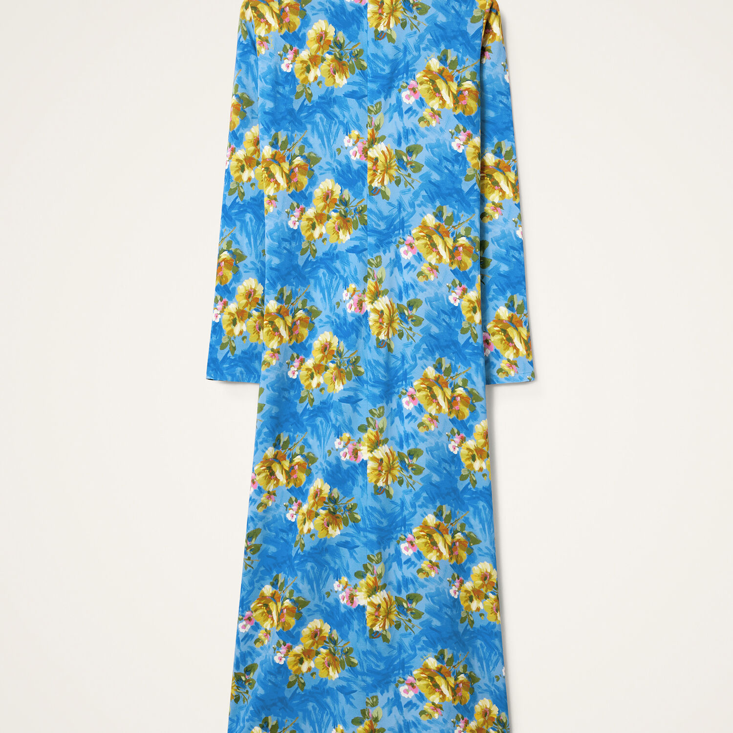 La Doublej Long-sleeve Floral-print Maxi Dress In Blue