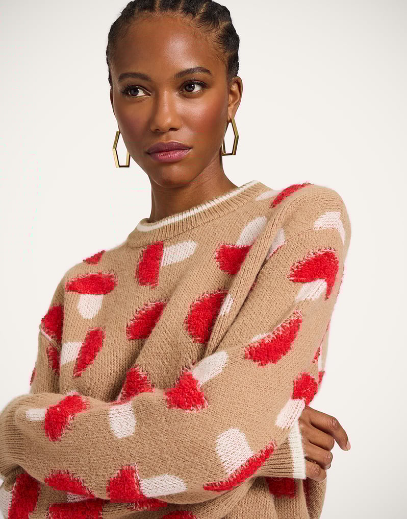 La DoubleJ Fun-Guy Sweater La DoubleJ Fun-Guy Sweater Camel & Red PUL0343KNI193VA449BR04