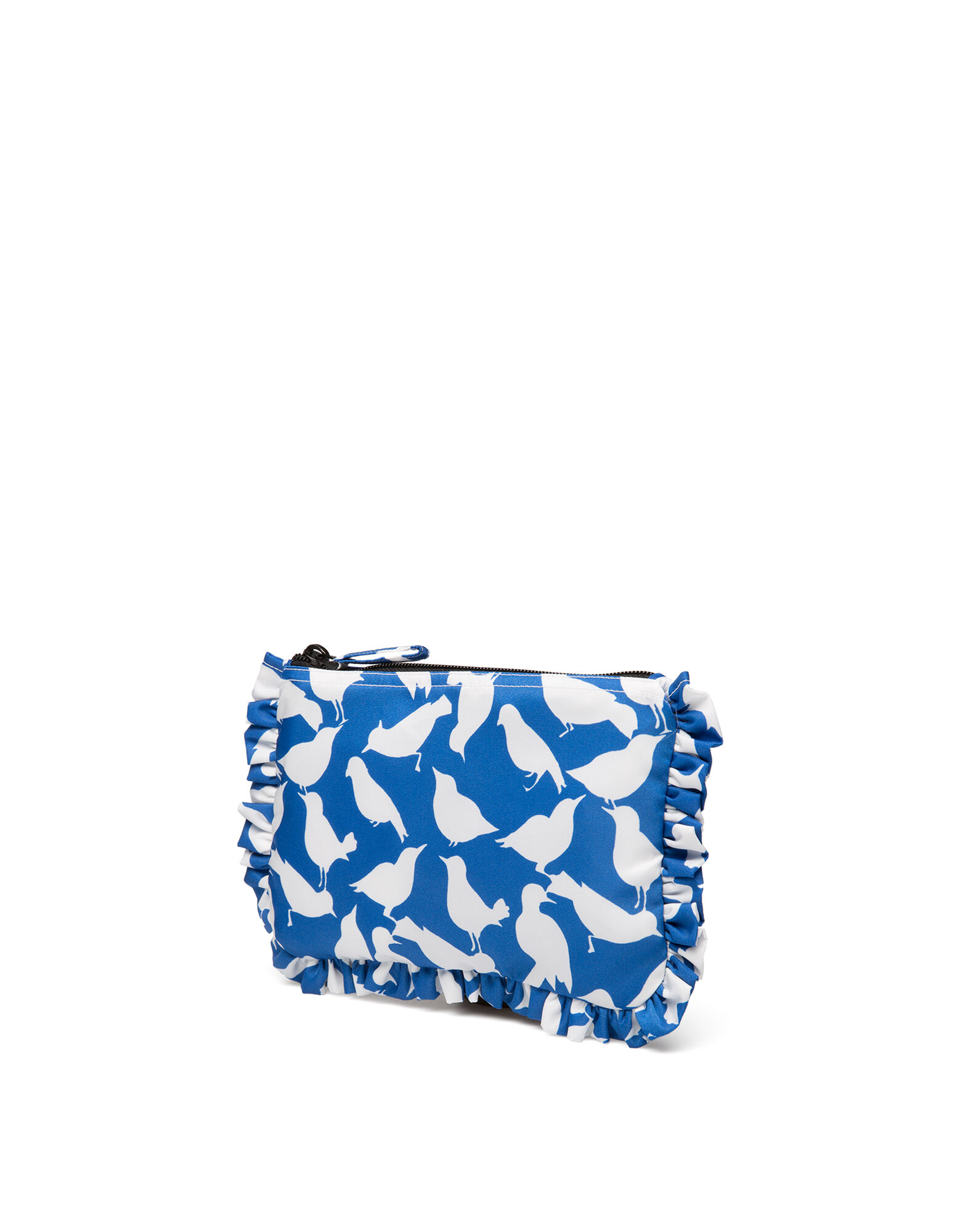LaDoubleJ Ruffle Clutch Uccellini Blu BAG0001NYL001UCC0003