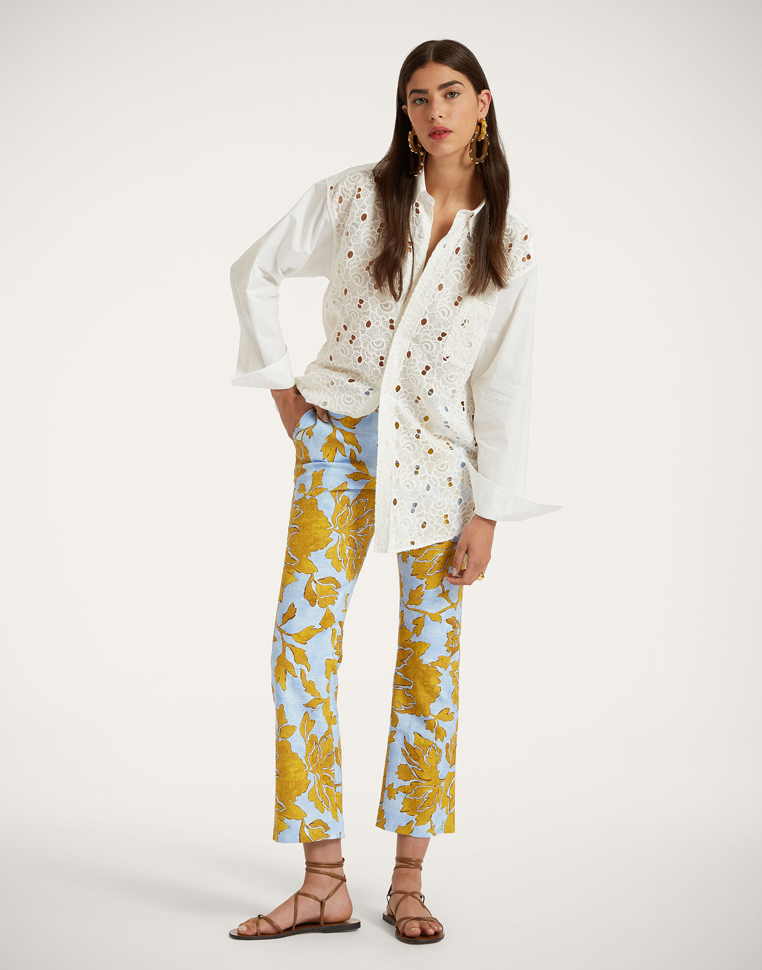 パンツ LA DOUBLEJ Women Straight Pants TRO0003SIL 001TAN01 BU01 Blu 24/7 Pants in Tangle Light Blue for Women | La DoubleJ