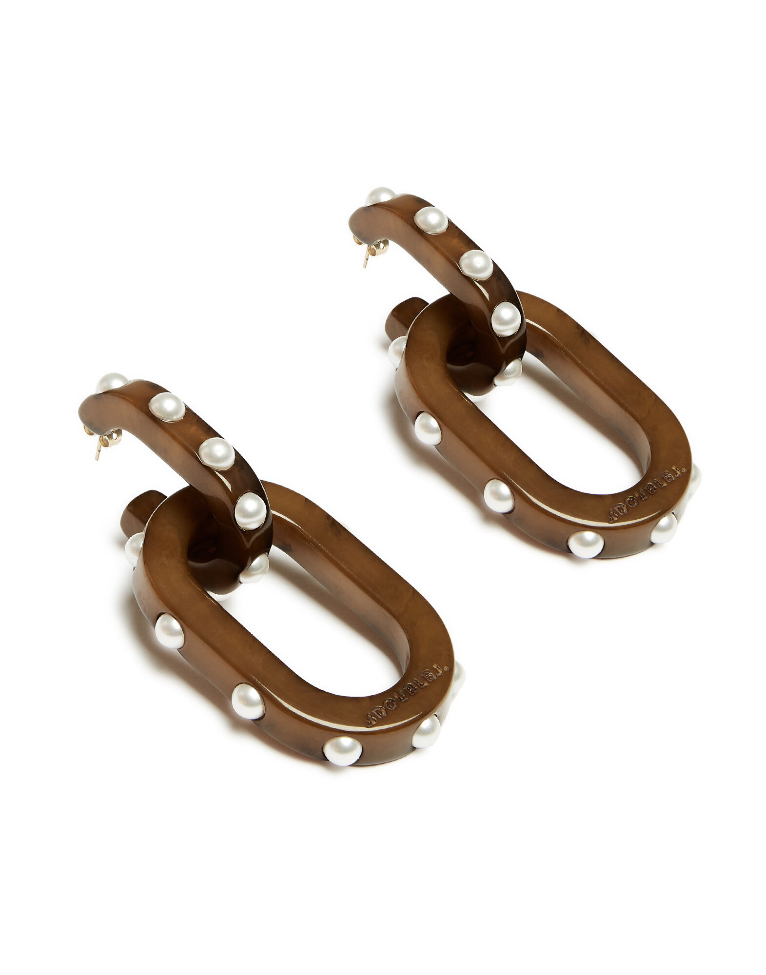 La DoubleJ Nefertiti Double Earrings Solid Tortoiseshell EAR0041POL007SOLIDBR14