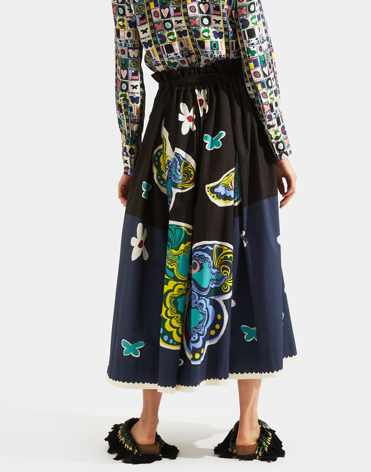 LaDoubleJ Sardegna Skirt Butterfly Nero SKI0044COT015BUT0004