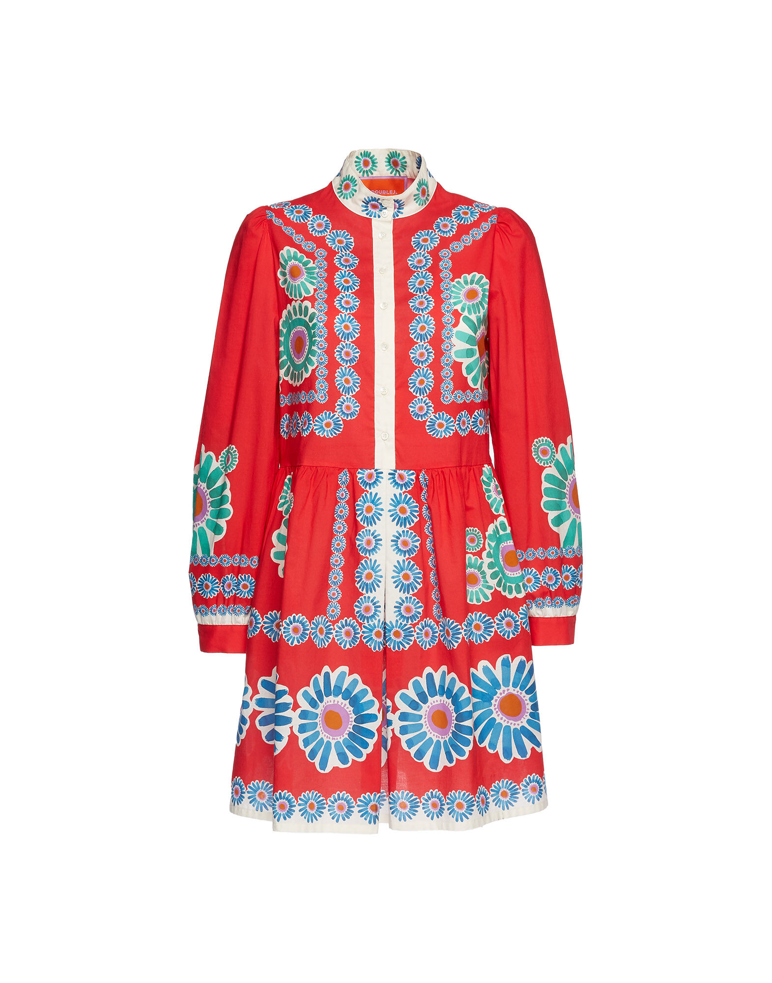 La DoubleJ Shorty Dress Daisy Plac&eacute;e Red DRE0293COT028DAY0007