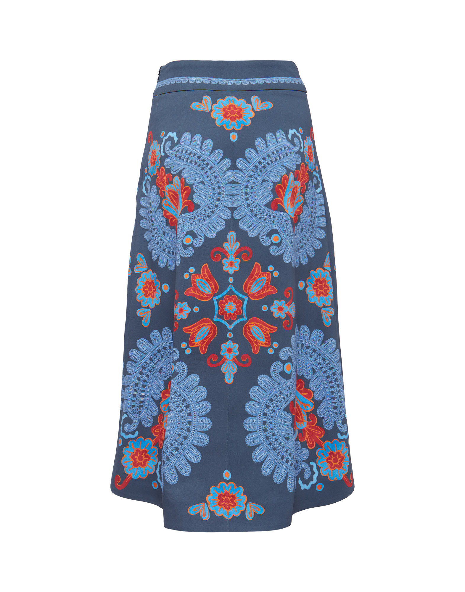 La DoubleJ Santa Monica Skirt Folky Hearts Blue Plac&eacute;e SKI0033VIS006FLH0004