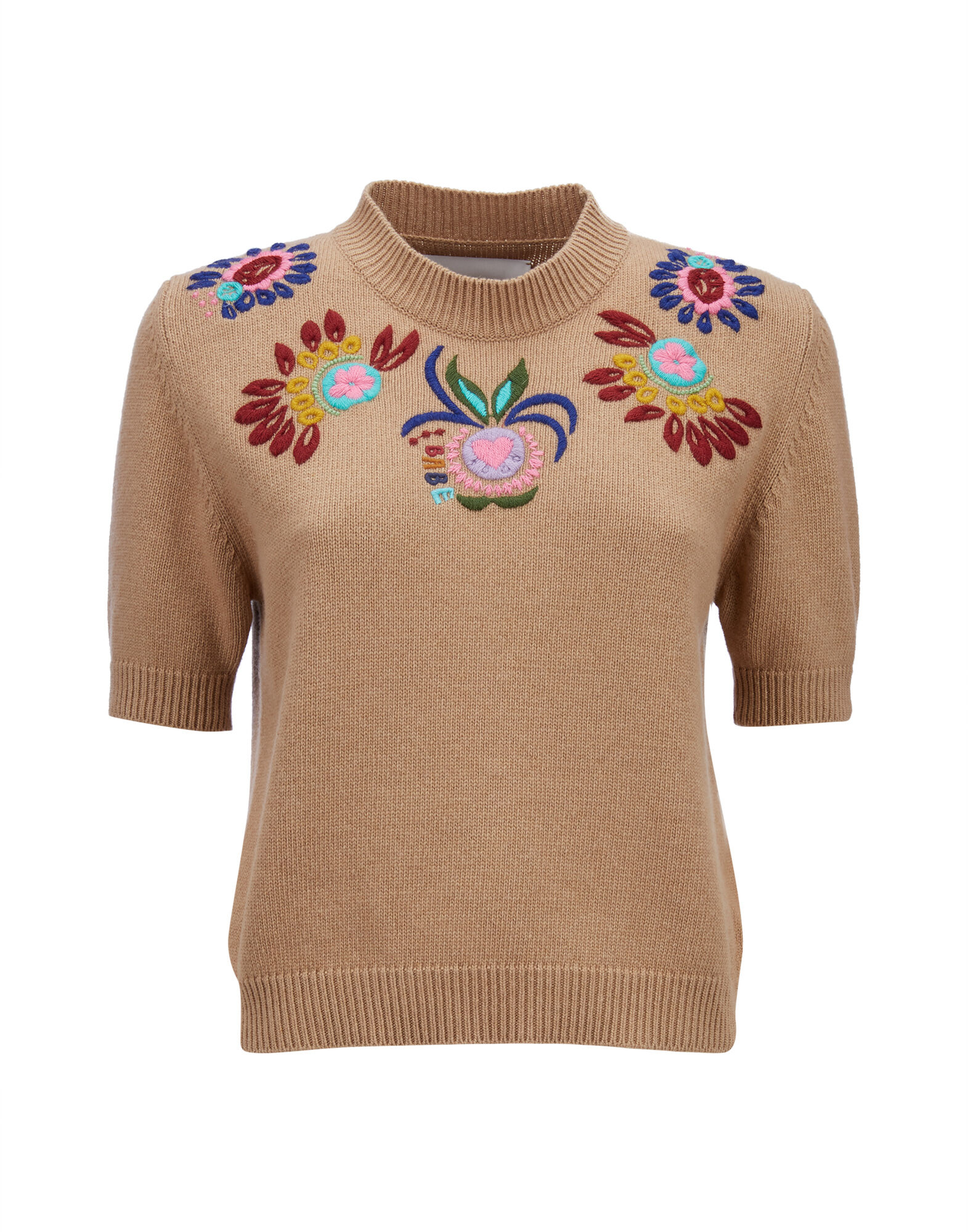 LaDoubleJ Cropped Knit Top Solid Camel PUL0035KNI027CAM0002