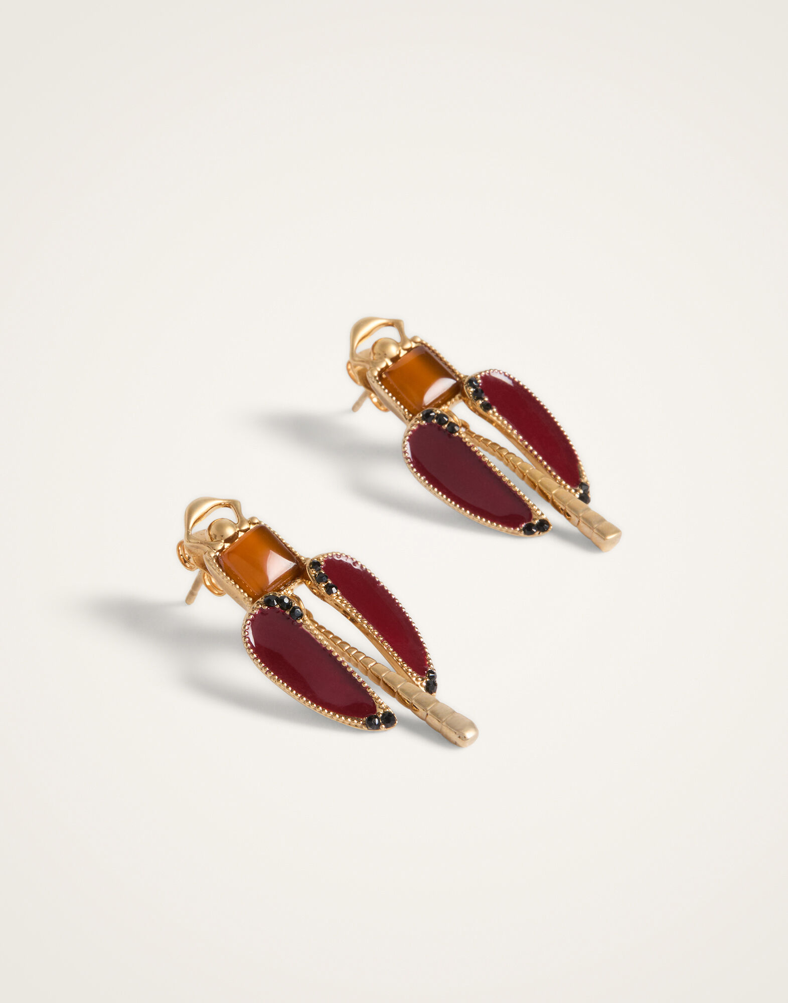 La DoubleJ Dragonfly Earrings Enameled 24K Gold Plate And Yellow Agate EAR0076BRA008AGA03RE07