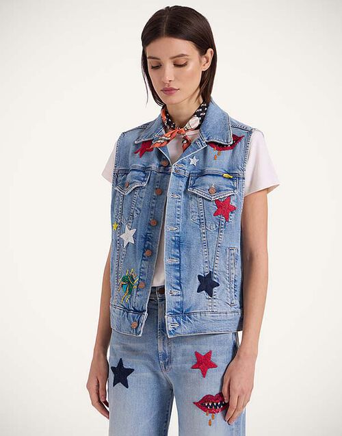 La DoubleJ The Clean Armhole Drifter Vest La DoubleJ The Clean Armhole Drifter Vest Star Of The Show Blue JAC0139DEN011STA03BU03