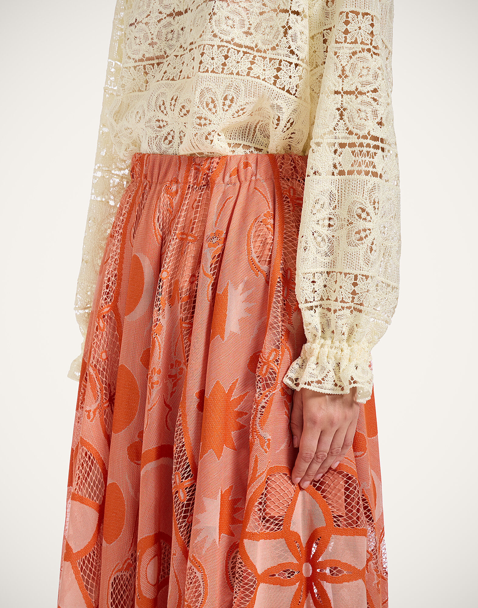 La DoubleJ Dutchess Skirt Starlight Dark Orange SKI0146EMB082STL02OR03