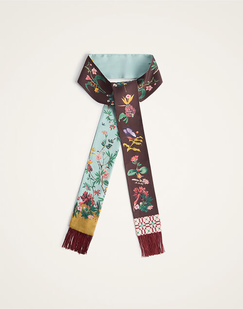 La DoubleJ Skinny Scarf Zooflora Placée Light Blue SCA0075SIL006ZOF06BU01
