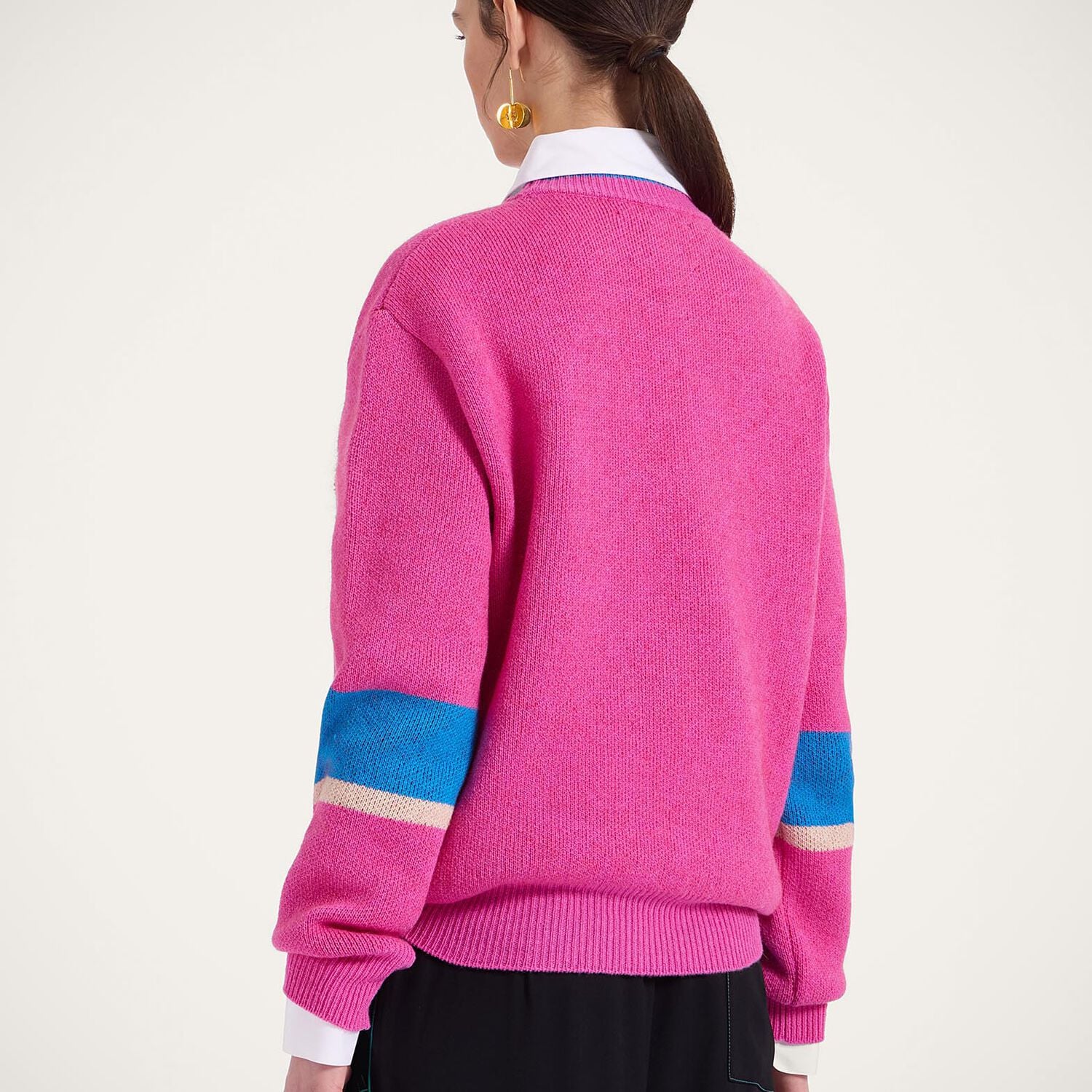  La Doublej Knitwear Gend - Joy Sweater Color Block Pink & Red L 65% Wool 18% Mohair 11% Polyamide 6% Cashmere 