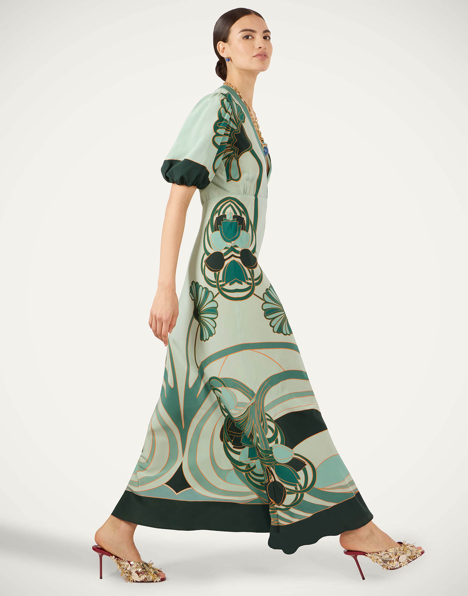 La DoubleJ Marlene Dress Blooming Tulip Plac&eacute;e Mint DRE0869CRE001BTU01GR11