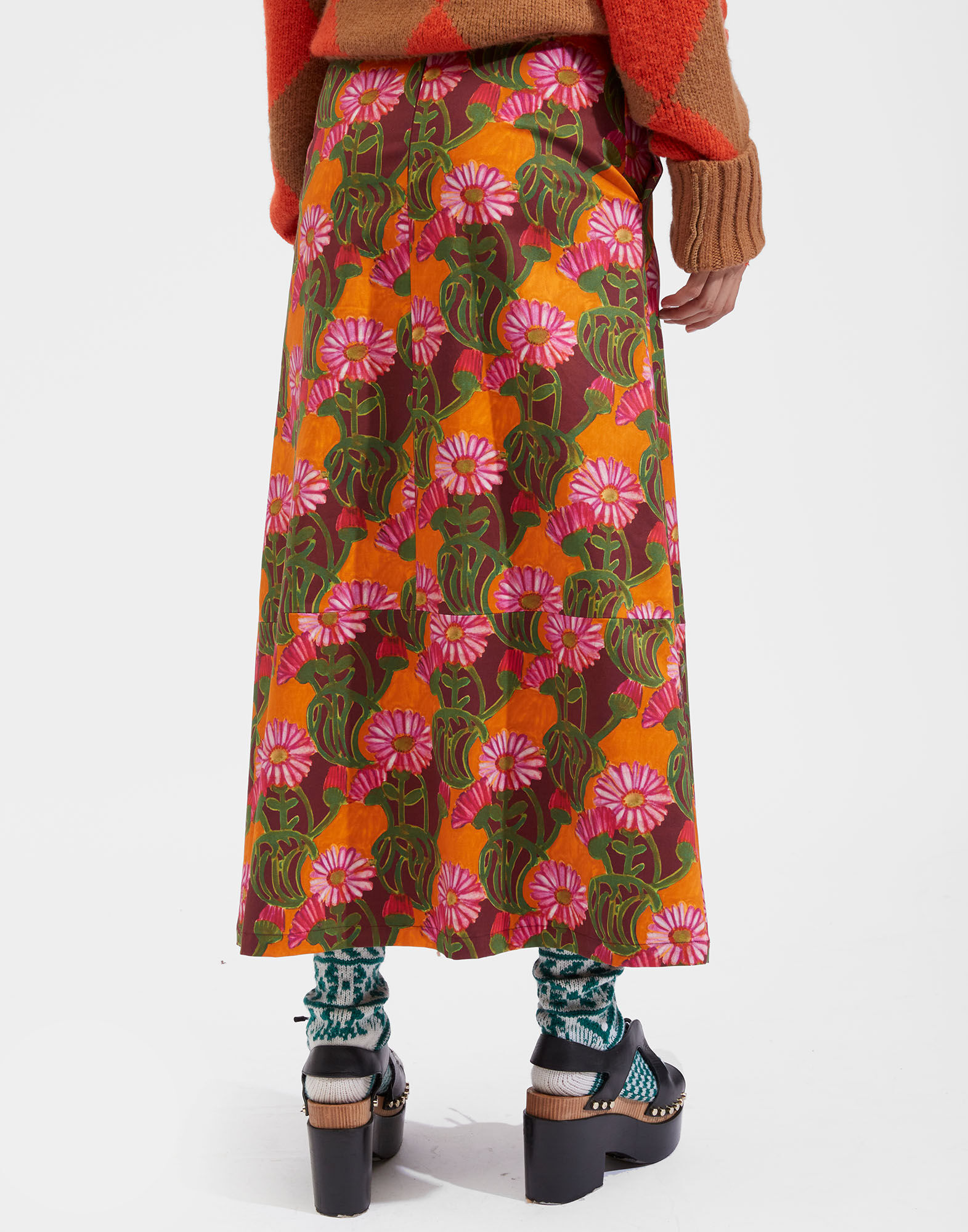 La DoubleJ A-Long Skirt Orange Gerber SKI0018COT006GER0002