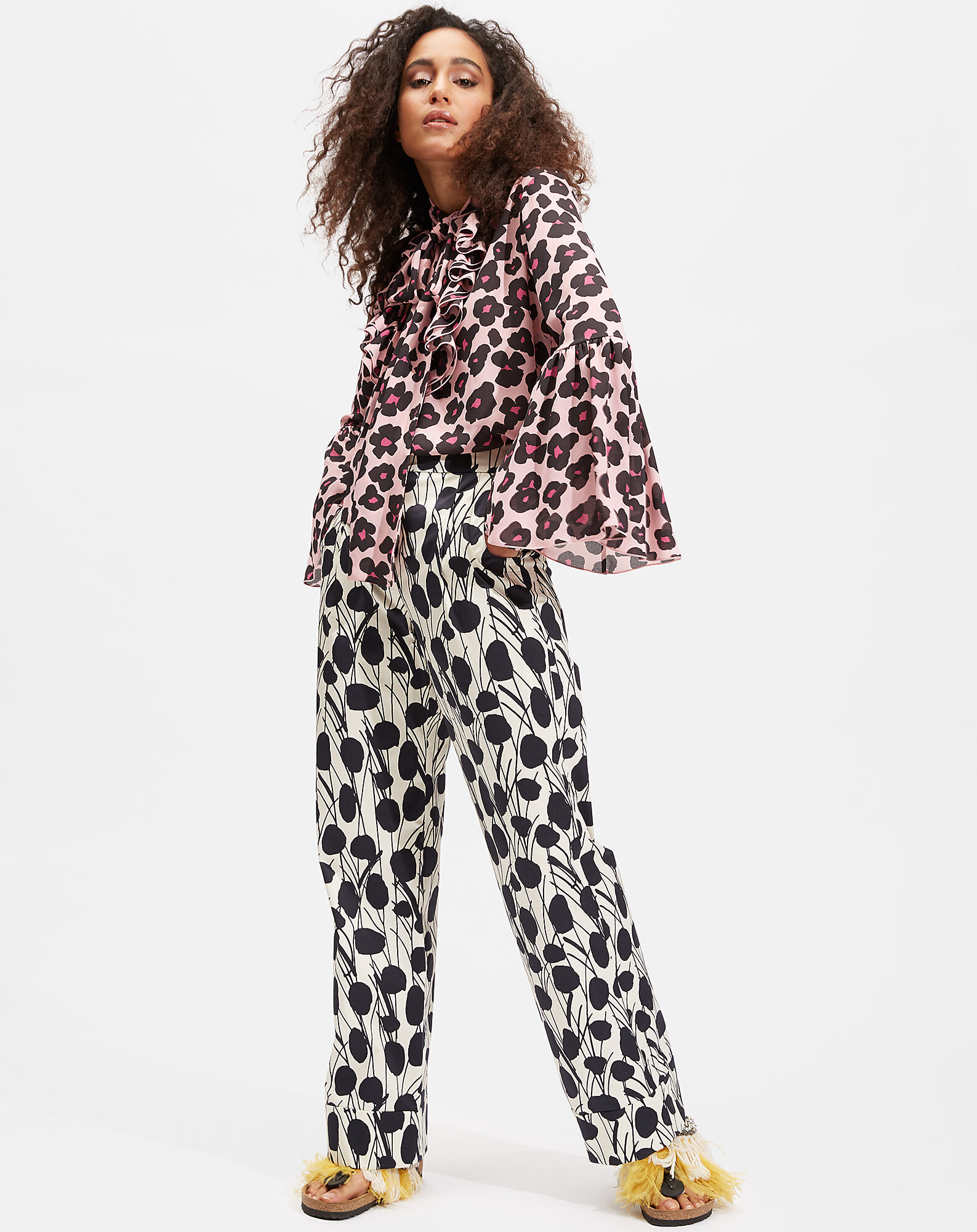 LaDoubleJ Carmen Shirt Flower Leopard Rosa SHI0035DBG001FLL0003