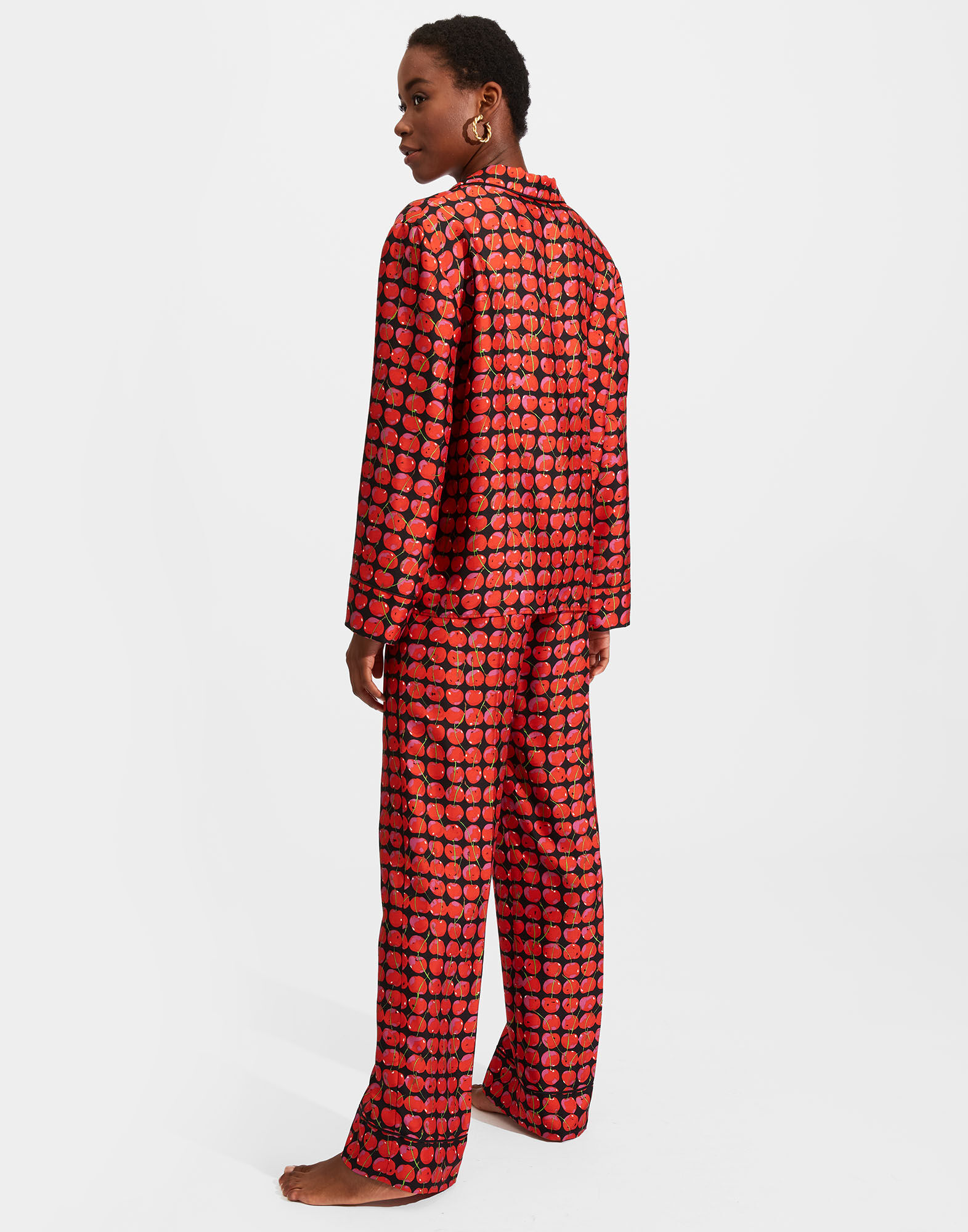 La DoubleJ Silk Pajama Black Cherries PJM0001SIL001CHY0003